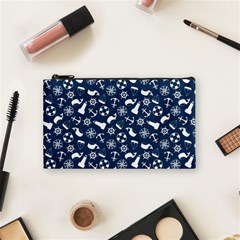 Nautical Navy Cosmetic Bag (small)  by electrogiraffe