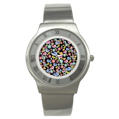 Spring pattern - black Stainless Steel Watch