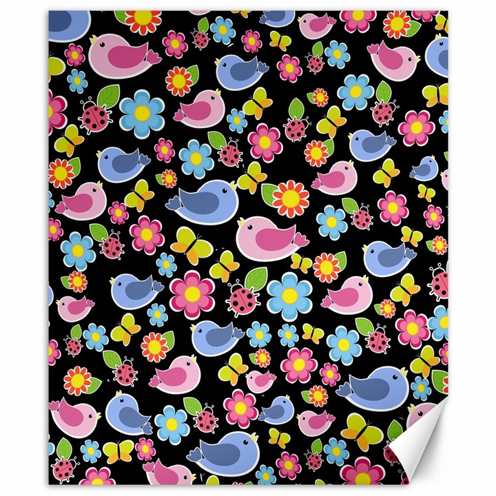 Spring pattern - black Canvas 8  x 10 