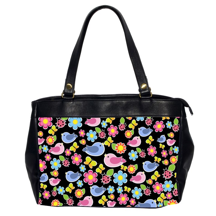 Spring pattern - black Office Handbags (2 Sides) 