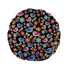 Spring pattern - black Standard 15  Premium Flano Round Cushions