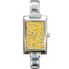 Spring Pattern - Yellow Rectangle Italian Charm Watch by Valentinaart