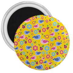 Spring Pattern - Yellow 3  Magnets by Valentinaart