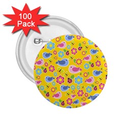 Spring Pattern - Yellow 2 25  Buttons (100 Pack)  by Valentinaart