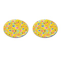 Spring Pattern - Yellow Cufflinks (oval) by Valentinaart