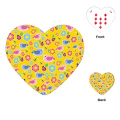 Spring Pattern - Yellow Playing Cards (heart)  by Valentinaart