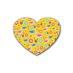 Spring Pattern - Yellow Heart Coaster (4 Pack)  by Valentinaart