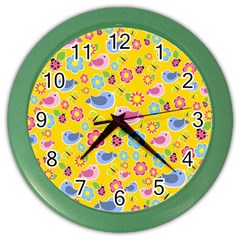 Spring Pattern - Yellow Color Wall Clocks by Valentinaart