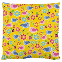 Spring Pattern - Yellow Large Cushion Case (one Side) by Valentinaart