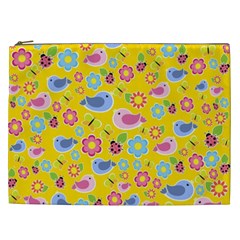 Spring Pattern - Yellow Cosmetic Bag (xxl)  by Valentinaart