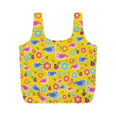 Spring Pattern - Yellow Full Print Recycle Bags (m)  by Valentinaart