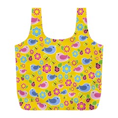 Spring Pattern - Yellow Full Print Recycle Bags (l)  by Valentinaart