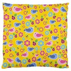 Spring Pattern - Yellow Large Flano Cushion Case (two Sides) by Valentinaart