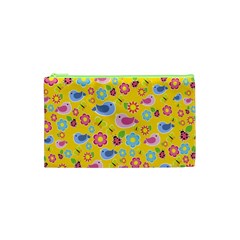 Spring Pattern - Yellow Cosmetic Bag (xs) by Valentinaart