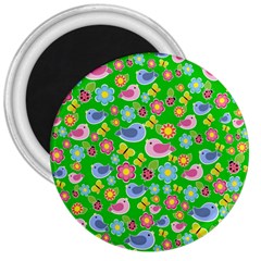 Spring Pattern - Green 3  Magnets by Valentinaart