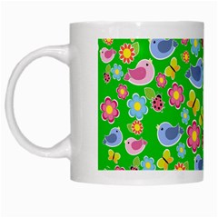 Spring Pattern - Green White Mugs by Valentinaart