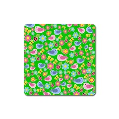 Spring Pattern - Green Square Magnet by Valentinaart