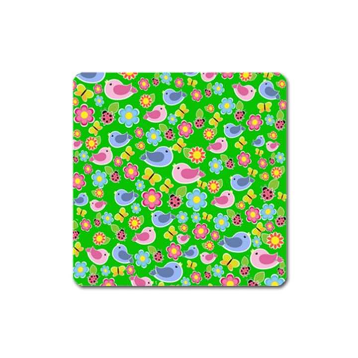 Spring pattern - green Square Magnet