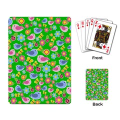 Spring Pattern - Green Playing Card by Valentinaart