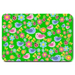 Spring Pattern - Green Large Doormat  by Valentinaart