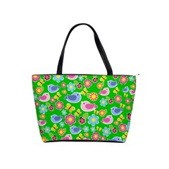 Spring Pattern - Green Shoulder Handbags by Valentinaart