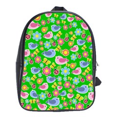 Spring Pattern - Green School Bags(large)  by Valentinaart