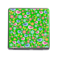 Spring Pattern - Green Memory Card Reader (square) by Valentinaart