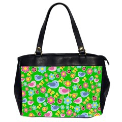 Spring Pattern - Green Office Handbags (2 Sides)  by Valentinaart