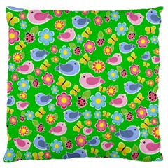 Spring Pattern - Green Large Cushion Case (one Side) by Valentinaart