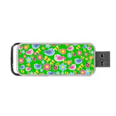 Spring Pattern - Green Portable Usb Flash (one Side) by Valentinaart