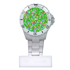 Spring Pattern - Green Plastic Nurses Watch by Valentinaart