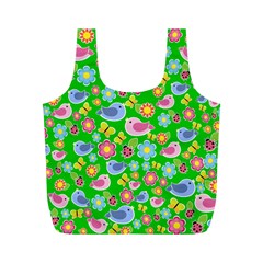 Spring Pattern - Green Full Print Recycle Bags (m)  by Valentinaart