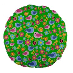 Spring Pattern - Green Large 18  Premium Flano Round Cushions by Valentinaart