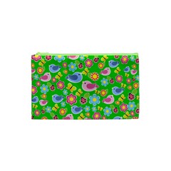 Spring Pattern - Green Cosmetic Bag (xs) by Valentinaart