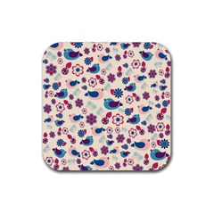 Vintage Spring Rubber Coaster (square)  by Valentinaart