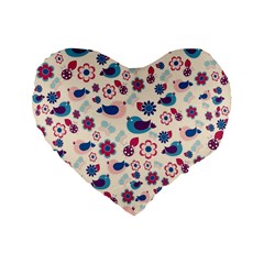 Vintage Spring Standard 16  Premium Flano Heart Shape Cushions by Valentinaart