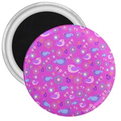 Spring Pattern - Pink 3  Magnets by Valentinaart