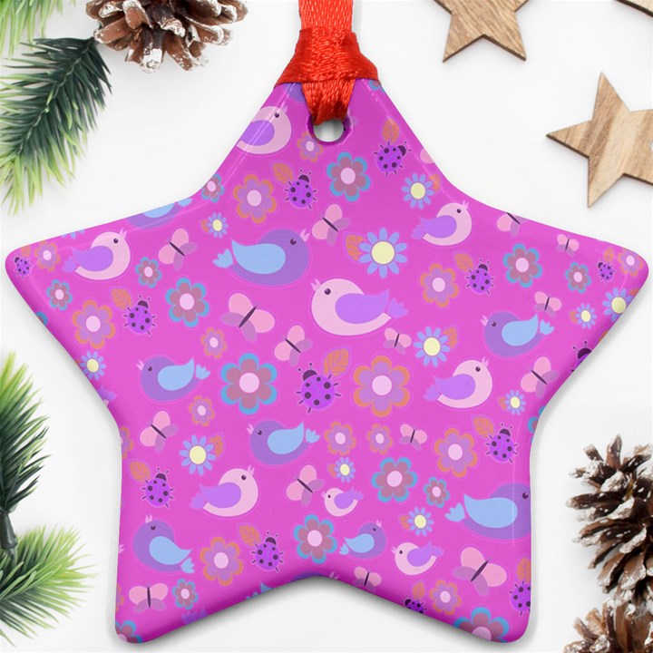 Spring pattern - pink Ornament (Star)