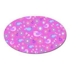 Spring Pattern - Pink Oval Magnet by Valentinaart