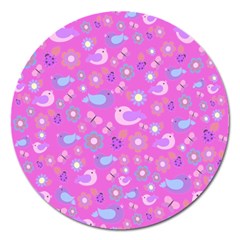 Spring Pattern - Pink Magnet 5  (round) by Valentinaart