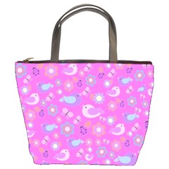 Spring Pattern - Pink Bucket Bags by Valentinaart