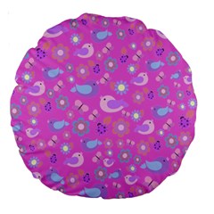 Spring Pattern - Pink Large 18  Premium Round Cushions by Valentinaart