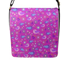 Spring Pattern - Pink Flap Messenger Bag (l)  by Valentinaart