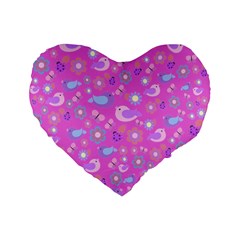 Spring Pattern - Pink Standard 16  Premium Flano Heart Shape Cushions by Valentinaart