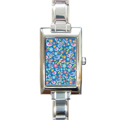 Spring Pattern - Blue Rectangle Italian Charm Watch by Valentinaart