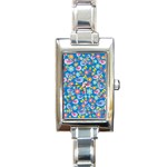 Spring pattern - blue Rectangle Italian Charm Watch Front