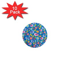 Spring Pattern - Blue 1  Mini Magnet (10 Pack) 