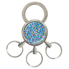 Spring Pattern - Blue 3-ring Key Chains by Valentinaart