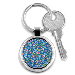 Spring Pattern - Blue Key Chains (round)  by Valentinaart