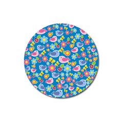 Spring Pattern - Blue Magnet 3  (round) by Valentinaart